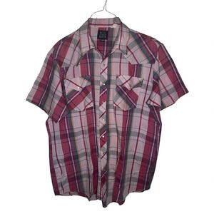 Vintage Western Pearl-Snap Short Sleeve Shirt Pink